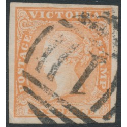 AUSTRALIA / VIC - 1854 6d dull orange QV woodblock, imperf., used – SG # 32a