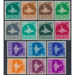 INDIA - 1957 1np to 90np Map of India set of 14, MNH – SG # 375-385a