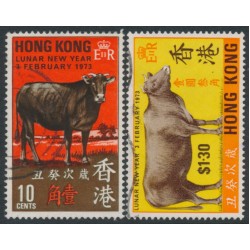 HONG KONG - 1973 10c & $1.30 Year of the Ox set of 2, used – SG # 281-282