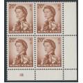 HONG KONG - 1972 20c red-brown QEII Annigoni, glazed paper, B/4, MNH – SG # 225a