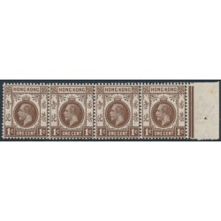 HONG KONG - 1912 1c brown KGV definitive strip of 4, MNH – SG # 100