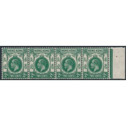 HONG KONG - 1912 2c deep green KGV definitive strip of 4, MNH – SG # 101