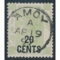 HONG KONG - 1891 20c on 30c yellowish green QV, Amoy cancel – SG # 48 / Z44