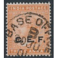 INDIA - 1900 3a brown-orange QV overprinted CEF, used – SG # C6