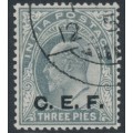 INDIA - 1911 3p grey KEVII overprinted CEF, used – SG # C12