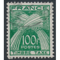 FRANCE - 1953 100Fr green Postage Due, used – Michel # P92