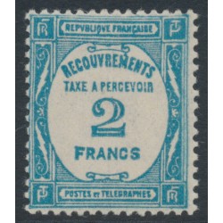 FRANCE - 1927 2Fr blue ‘Taxe à Perçevoir’, MH – Michel # P61