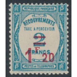 FRANCE - 1929 1.20Fr on 2Fr blue Postage Due, MH – Michel # P62