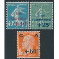 FRANCE - 1927 Caisse d’Amortissement set of 3, MH – Michel # 226-228