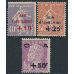 FRANCE - 1928 Caisse d’Amortissement set of 3, MNH – Michel # 232-234