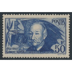 FRANCE - 1938 50Fr blue Clément Ader (thin paper), MH – Michel # 425a