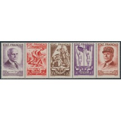 FRANCE - 1943 Marshal Pétain strip of 5, MNH – Michel # 589-593