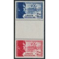 FRANCE - 1942 La Légion Tricolore vertical strip of 3, MNH – Michel # 576-577