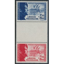 FRANCE - 1942 La Légion Tricolore vertical strip of 3, MNH – Michel # 576-577