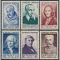 FRANCE - 1953 Famous Frenchmen set of 6, MNH – Michel # 965-970