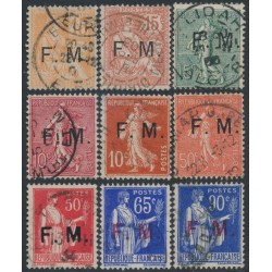 FRANCE - 1901-1939 Military Post stamps set of 9, used – Michel # M1-M9