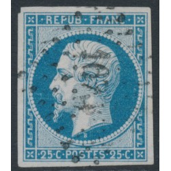 FRANCE - 1852 25c blue President Napoléon, imperforate, used – Michel # 9a