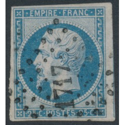 FRANCE - 1853 25c blue Napoléon, imperforate, used – Michel # 14