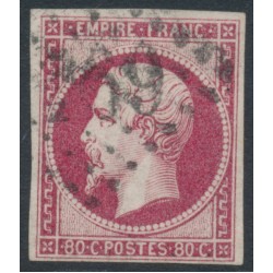 FRANCE - 1853 80c carmine Napoléon, imperforate, used – Michel # 16a