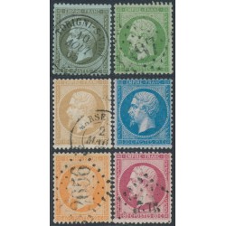 FRANCE - 1862 1c to 80c Napoléon set of 6, perf. 14:13½, used – Michel # 18-23