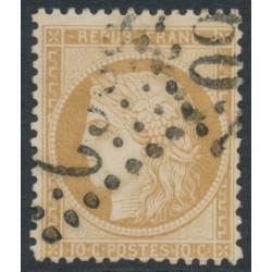 FRANCE - 1870 10c yellow-brown Cérès, perf. 14:13½, used – Michel # 33