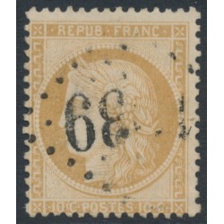 FRANCE - 1870 10c yellow-brown Cérès, perf. 14:13½, used – Michel # 33