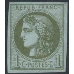 FRANCE - 1870 1c olive Cérès (Bordeaux printing), imperforate, MNG – Michel # 36