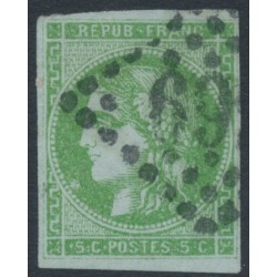 FRANCE - 1870 5c green Cérès (Bordeaux printing), imperforate, used – Michel # 39a