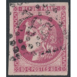 FRANCE - 1870 80c rose Cérès (Bordeaux printing), imperforate, used – Michel # 44a