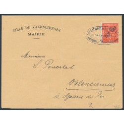 FRANCE - 1914 10c red Valenciennes war-time issue, used on cover – Michel # 127