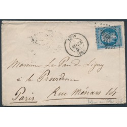 FRANCE - 1858 20c blue on lilac Napoléon III, on cover – Michel # 13Ig