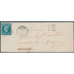 FRANCE - 1858 20c blue on bluish Napoléon III, on cover – Michel # 13Ie