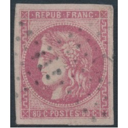 FRANCE - 1870 80c rose Cérès (Bordeaux printing), imperforate, used – Michel # 44a