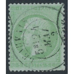 FRANCE - 1871 5c green on blue Napoléon, perf. 14:13½, used – Michel # 19c