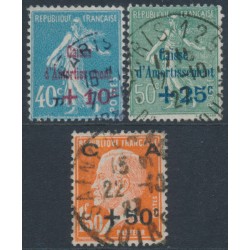 FRANCE - 1927 Caisse d’Amortissement set of 3, used – Michel # 226-228