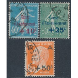 FRANCE - 1927 Caisse d’Amortissement set of 3, used – Michel # 226-228