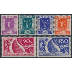 FRANCE - 1936 World Expo ’37 set of 6, MNH – Michel # 328-333