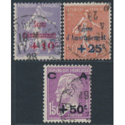 FRANCE - 1928 Caisse d’Amortissement set of 3, used – Michel # 232-234