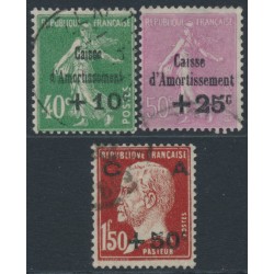 FRANCE - 1929 Caisse d’Amortissement set of 3, used – Michel # 244-246