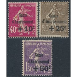 FRANCE - 1930 Caisse d’Amortissement set of 3, MH – Michel # 252-254