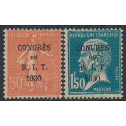 FRANCE - 1930 Congrès du B.I.T. overprint set of 2, MNH – Michel # 249-250