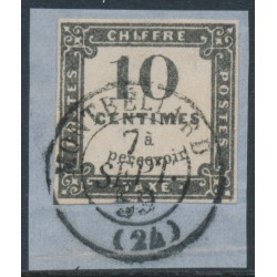 FRANCE - 1859 10c black Postage Due, lithographic printing, used – Michel # P1