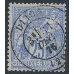 FRANCE - 1876 25c ultramarine Peace & Commerce, type I, used – Michel # 63I