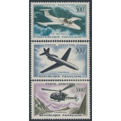 FRANCE - 1958 300Fr to 1000Fr Airmail set of 3, MNH – Michel # 1120+1177+1231