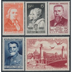 FRANCE - 1949 10Fr to 1000Fr CITT Congress set of 5, MNH – Michel # 852-856