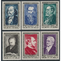 FRANCE - 1952 Famous Frenchmen set of 6, MNH – Michel # 948-953