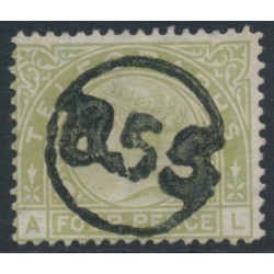 GREAT BRITAIN - 1877 4d sage-green QV Telegraph stamp, used – SG # T5