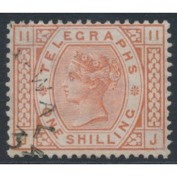 GREAT BRITAIN - 1881 1/- brown-orange QV Telegraph, inverted watermark, used – SG # T10Wi