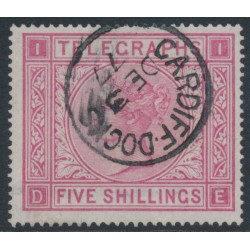 GREAT BRITAIN - 1876 5/- rose QV Telegraph stamp, used – SG # T13