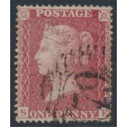 GREAT BRITAIN - 1857 1d rose-red QV, plate 42, check letters SE, used – SG # 36 (C11)